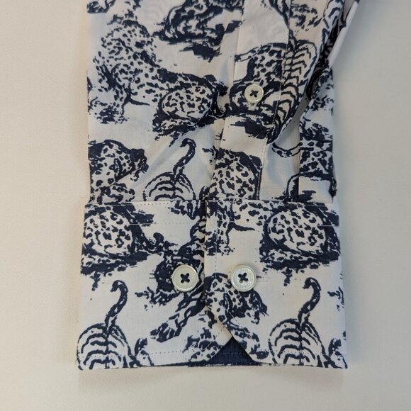 Bugatchi Shaped Fit Tiger & Leopard Dress Shirt Size Medium NWT - Picture 3 of 13